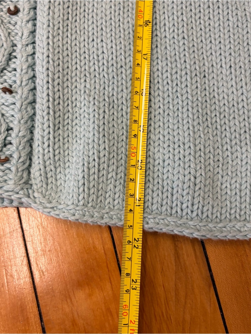 Pure Handknit Seafoam Cotton Chunky Cable Knit Sweater M/L Fisherman Core Boho - Picture 8 of 9